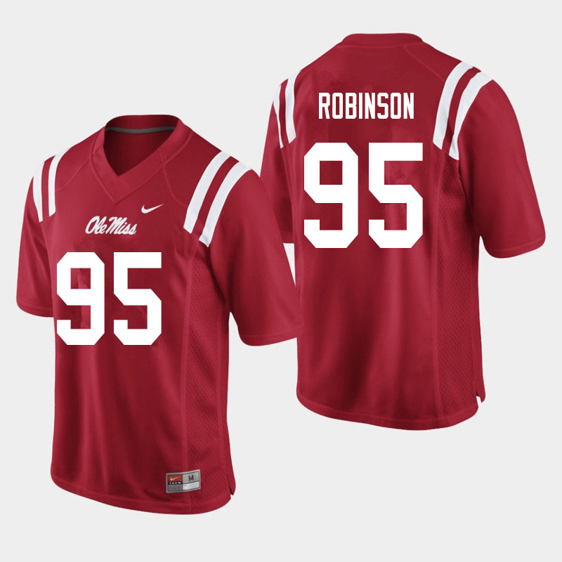 Men #95 Tavius Robinson Ole Miss Rebels College Football Jerseys Sale-Red - Click Image to Close